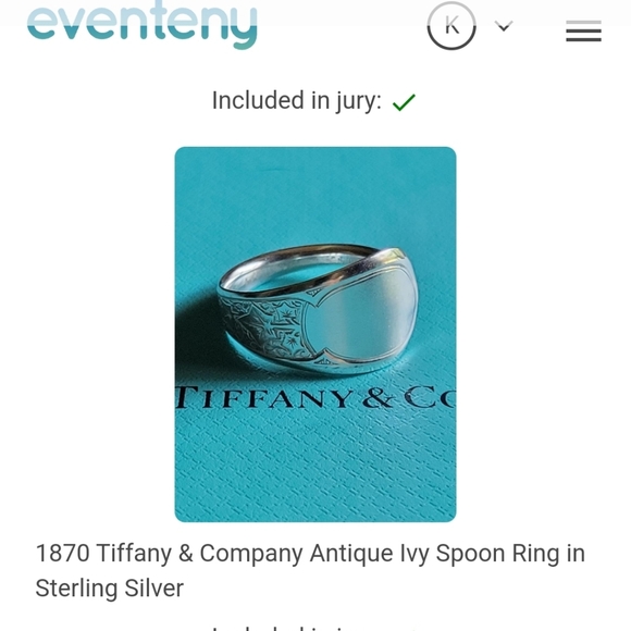 1870 Tiffany & Company Antique Ivy Spoon Ring in Sterling Silver #41 size 10 - Picture 5 of 13